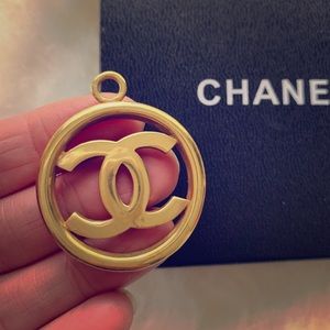 Vintage, Gold Chanel Double-circle Logo Pendant